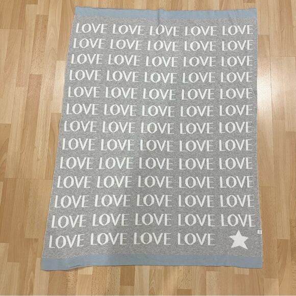 Elegant Baby Gray and White LOVE Blanket Cotton - Picture 7 of 8